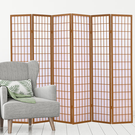 Levede 6 Panel Free Standing Foldable  Room Divider Privacy Screen Wood Frame