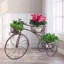 Levede Bicycle Shape Metal Plant Stand 3 Pots Flower Planter Corner Shelf Bronze