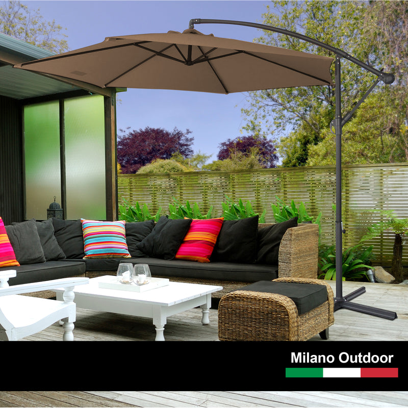 Milano Outdoor - Outdoor 3 Meter Hanging and Folding Umbrella - Latte