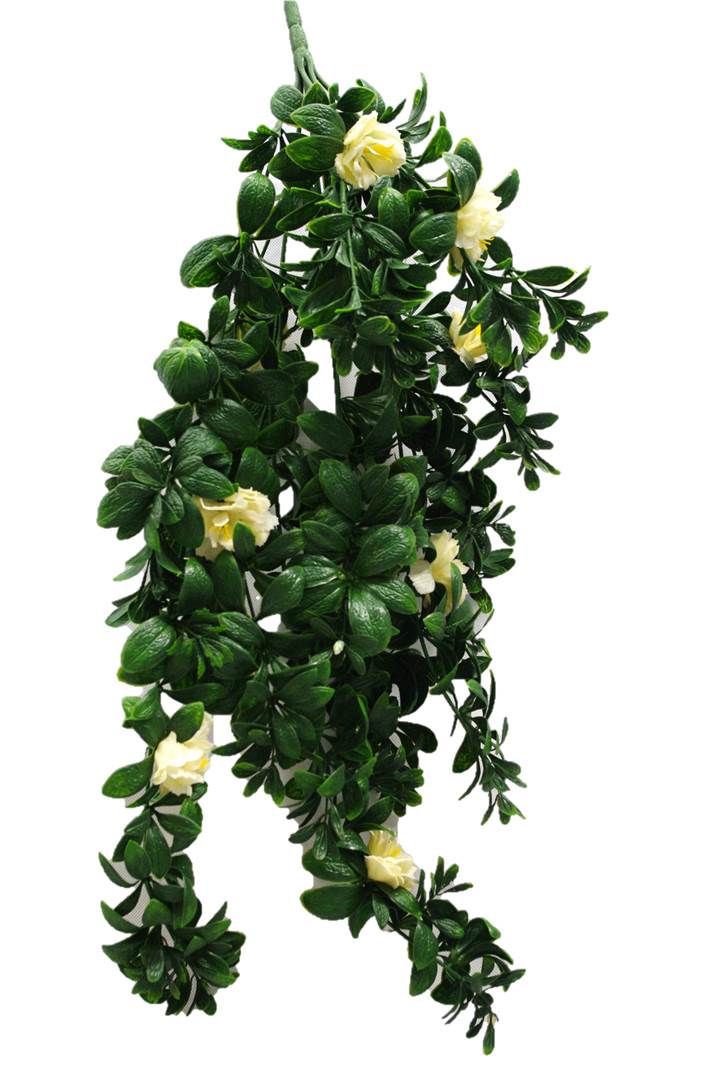 Hanging White Rose Stem UV 85cm