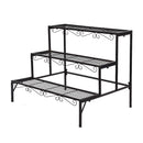 Levede 3 Tier Rectangle Metal Plant Stand Flower Pot Planter Corner Shelf Black