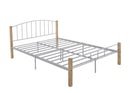 KING  bed frame w/ solidwood post in Natural + Silver