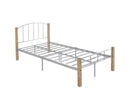 KING SINGLE bed frame w/ solidwood post in Natural + Silver