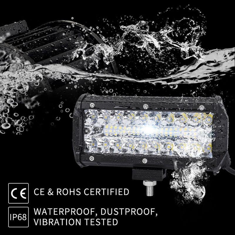 2x 7inch CREE LED Light Bar Spot Flood Combo Lightfox Vision Series Work Lamp
