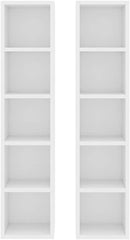 2X CD Cabinets Home Office Living Room Media Display Shelf Storage Cabinet Bookshelf Bookcase Stand Unit Rack White Chipboard