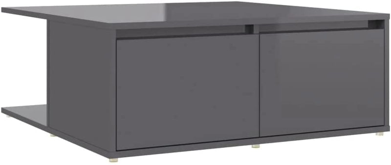 Coffee Table Home Indoor Living Room Storage Drawer Accent End Coffee Side Couch Center Table Furniture High Gloss Grey Chipboard