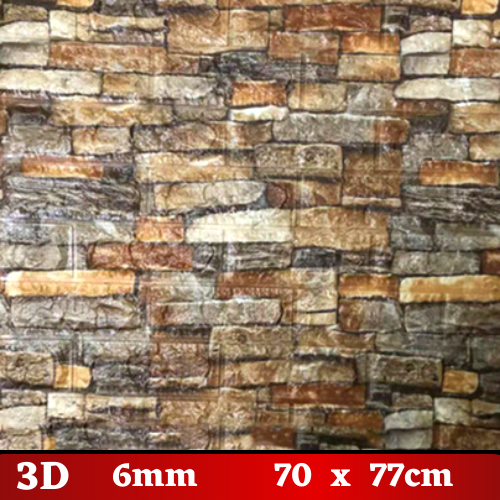 3D Wallpaper Tiles 70 x 77cm River Stone Brick 10pcs