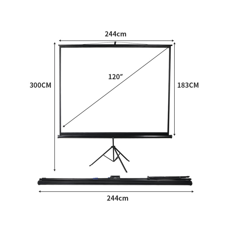120 Inch Projector Screen Tripod Stand Home Outdoor Screens Cinema Portable HD3D
