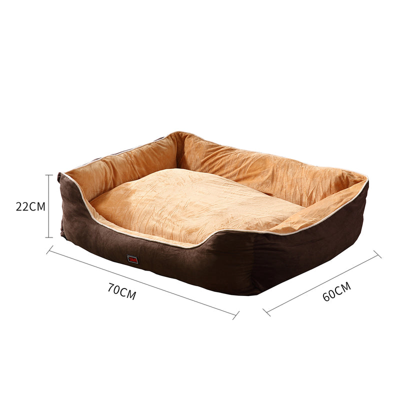 PaWz Deluxe Soft Pet Bed Mattress with Removable Cover Size Medium in Brown Colour