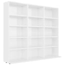 CD Cabinet Storage Rack Display Shelf Bookshelf Bookcase Stand Book Multimedia DVD Organiser Living Room Chipboard High Gloss White 102 x 23 x 89,5 cm High gloss white