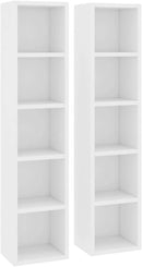 2X CD Cabinets Home Office Living Room Media Display Shelf Storage Cabinet Bookshelf Bookcase Stand Unit Rack White Chipboard