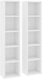 2X CD Cabinets Home Office Living Room Media Display Shelf Storage Cabinet Bookshelf Bookcase Stand Unit Rack White Chipboard