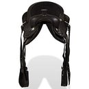 Western Saddle Headstal l& Breast Collar Real Leather 13" Black Horse Pad