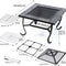 30" 3in1 Garden Steel Fire Pit Brazier Square With Tile Table BBQ Outdoor Event