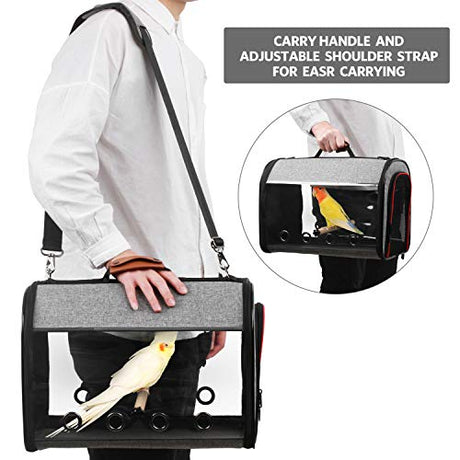 PET Bird Travel Bag Portable Pet Bird Parrot Carrier Transparent Breathable Travel Cage, Lightweight Bird Carrier, Bird Travel Cage
