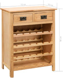 Solid Oak Wood Wine Cabinet Collector Home Drink Bottle Display Rack Storage Organiser Holder 72x32x90cm Brown