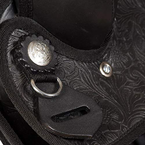 Western Saddle Headstall & Breast Collar Real Leather 17" Black Horse Pad