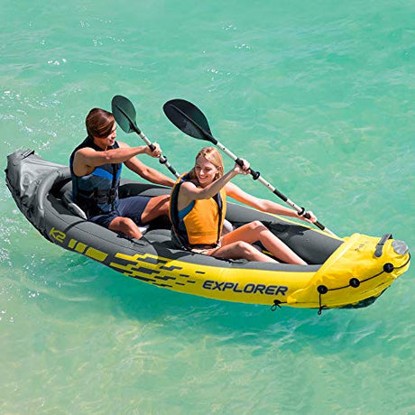 Intex 68307NP Explorer K2 Kayak Inflatable Kayak, Yellow/Black, Medium