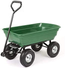 Directly2U Poly Garden Dump Cart Carrier Wheelbarrow Utility Wagon Cart for Garden and Nurseries, Heavy Duty Steel Frame with 250kg Maximum Load Capacity (Green)