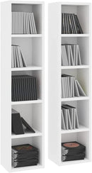 2X CD Cabinets Home Office Living Room Media Display Shelf Storage Cabinet Bookshelf Bookcase Stand Unit Rack White Chipboard