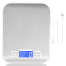 USB Rechargeable Baking Digital Scales 10kg/1g, Kitchen Scale for Food Cooking Coffee, Stainless Steel Anti-Fingerprint with Accuracy LCD Display