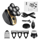 5 in 1 Power Display USB Rechargeable 6 Heads Bald Head Shaver Electric Hair Trimmer Clipper Facial Massager Cleaning Brush