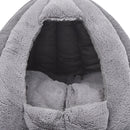 Pet Bed Comfy Kennel Cave Cat Dog Beds Bedding Castle Igloo Nest Grey L