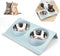 Cat Bowl Cat Food Bowl, Non-Spill Raised Cat Bowl Feeder, Double Stainless Steel Dog Bowsl, Removable / 15° Tilt Design / Easy to Clean Gift for Pet Cats and Puppies Blue