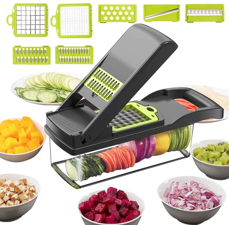 Vegetable Chopper,BRITOR Mandoline Slicer Cutter Chopper and Grater 14 in 1 Vegetable Slicer Potato Onion Chopper Veggie Chopper Dicer with Container (Gray)