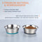 PEGGY11 No Spill Non-Skid Stainless Steel Deep Dog Bowls (720 ML Each, 2 Count) Each Bowl Holds 720 ML 2 Pack: Blue & Grey