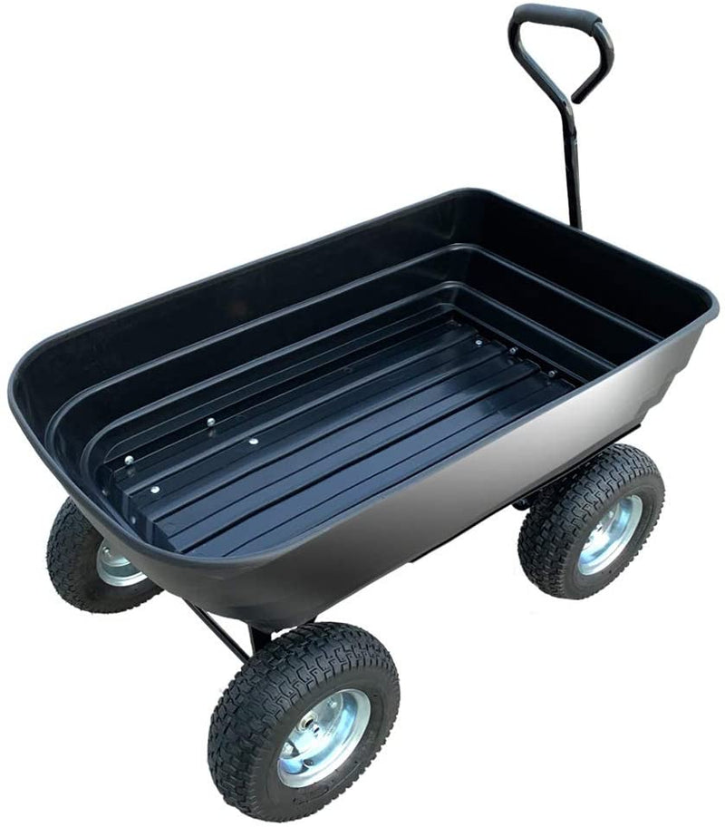 Kartrite Garden Trolley Wheel Barrow Dump Cart Hand Utility Lawn Yard Wagon Farm - 75L