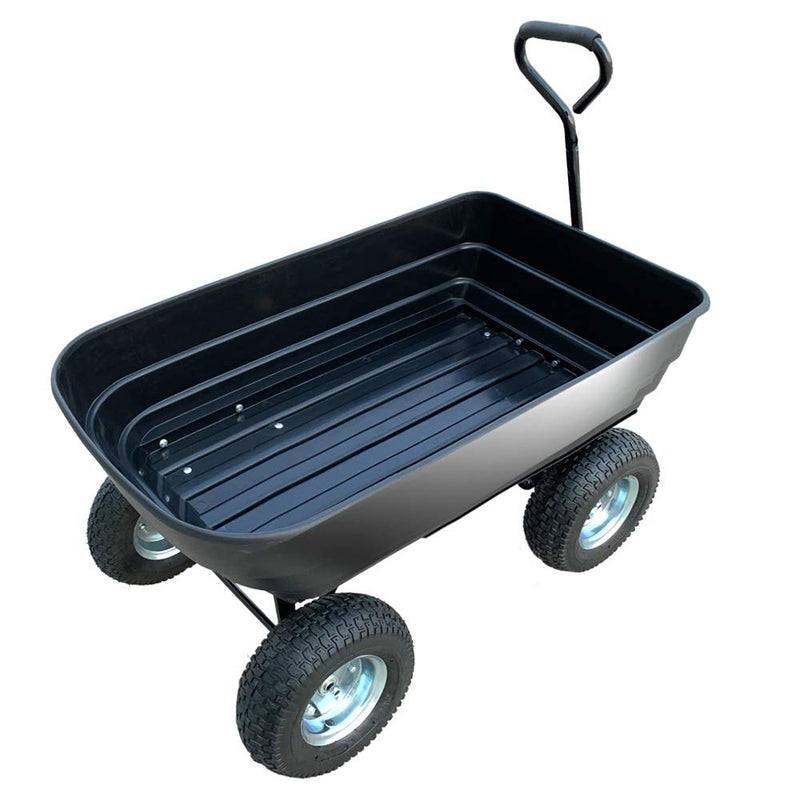 Kartrite Garden Trolley Wheel Barrow Dump Cart Hand Utility Lawn Yard Wagon Farm - 75L