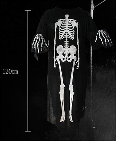 Ghost Bones Clothes for Halloween Dance Costume Party Cosplay Masquerade Skeleton Cloak Adult/Child
