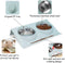 Cat Bowl Cat Food Bowl, Non-Spill Raised Cat Bowl Feeder, Double Stainless Steel Dog Bowsl, Removable / 15° Tilt Design / Easy to Clean Gift for Pet Cats and Puppies Blue
