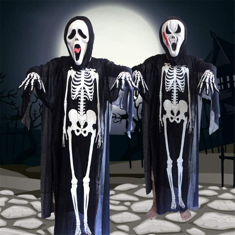 Ghost Bones Clothes for Halloween Dance Costume Party Cosplay Masquerade Skeleton Cloak Adult/Child