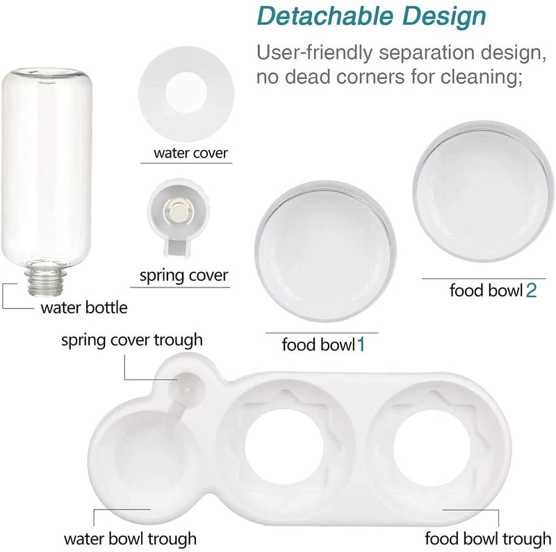 auvstar Tilted Cat Bowls Cat Water Bowl,3in1 Cat Wet and dry food bowl Set,Pet Feeding Plastic Bowl,Pets Cats Dogs Automatic Waterer and Food Feeder,15° Anti Vomiting Elevated Cat Bowls Tilted (White)