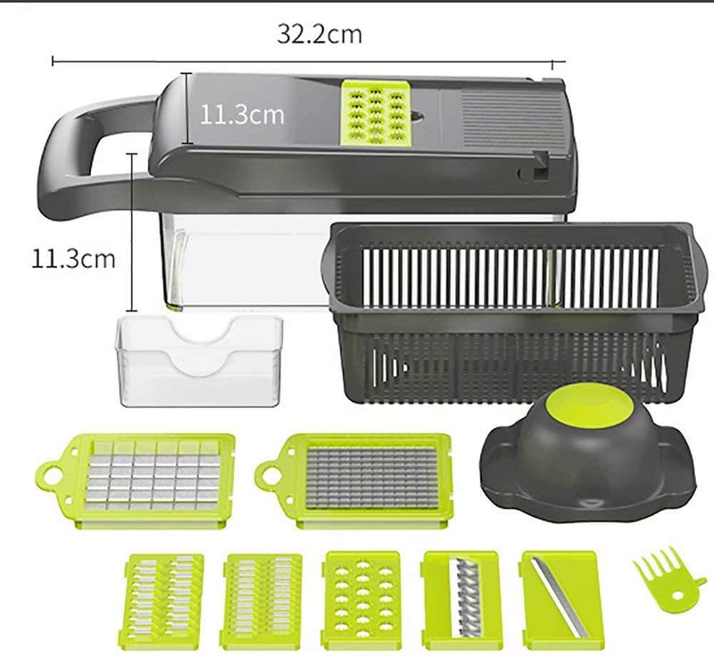 Vegetable Chopper,BRITOR Mandoline Slicer Cutter Chopper and Grater 14 in 1 Vegetable Slicer Potato Onion Chopper Veggie Chopper Dicer with Container (Gray)