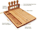 Bamboo Cheese Board Set Charcuterie Board Platter Serving Meat Board Including 4 Stainless Steel Knife and Serving Utensils for Christmas Wedding Birthday Anniversary