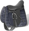 Horse Riding Saddle Set Real Leather 5-in-1 Black/Brown Multi Sizes Black 7.1” (18 cm)