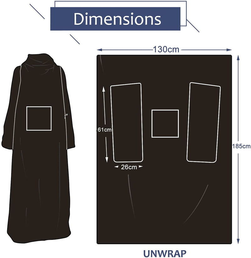 Catalonia Wearable Blanket with Sleeves and Pocket, Soft Fleece Mink Micro Plush Wrap Throws Blanket Robe for Women and Men,Grey grays Fleece