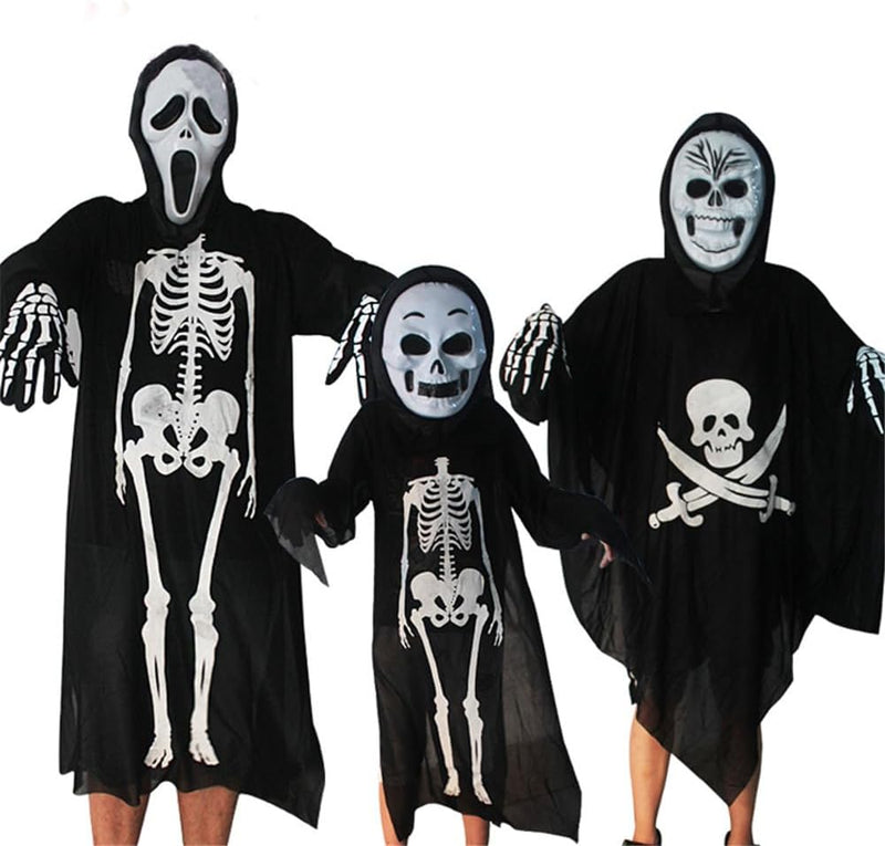 Ghost Bones Clothes for Halloween Dance Costume Party Cosplay Masquerade Skeleton Cloak Adult/Child