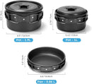 15PCS Camping Cookware Mess Kit for 2 People Non-Stick Lightweight Pots Pan Set with Stainless Steel Cups Plates Forks Knives Spoons for Camping, Backpacking, Outdoor Cooking and Picnic