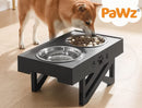 PaWz Elevated Pet Feeder Food Water Double Bowl Adjustable Height Raised Stand