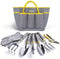 Jardineer Garden Tools Set, 8PCS Heavy Duty Garden Tool Kit with Outdoor Hand Tools, Garden Gloves and Storage Tote Bag, Gardening Tools Gifts for Women and Men 8 pcs gray