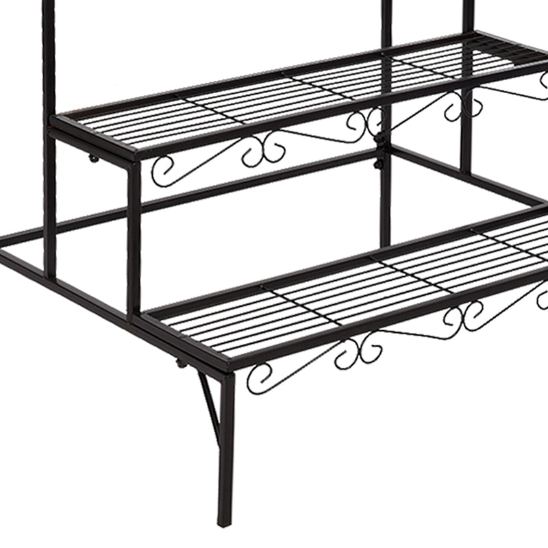 Levede 3 Tier Rectangle Metal Plant Stand Flower Pot Planter Corner Shelf Black