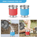 15PCS Camping Cookware Mess Kit for 2 People Non-Stick Lightweight Pots Pan Set with Stainless Steel Cups Plates Forks Knives Spoons for Camping, Backpacking, Outdoor Cooking and Picnic