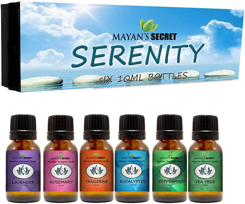 Premium Grade Essential Oils-Serenity- Gift Set 6/10ml Pure Essential Oils for Diffuser, Humidifier, Massage, Aromatherapy, Skin & Hair Care