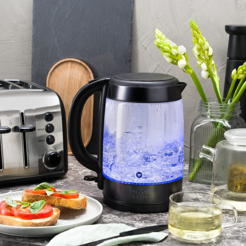 Russell Hobbs Brooklyn Glass Kettle, Black, RHK172BCH Matte Black