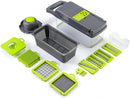 Vegetable Chopper Slicer Dicer - 12 -in -1 Onion Chopper Fruits Cutter Mandoline Slicer Food Chopper/Cutter with 7 Stainless Steel Blades, Adjustable Slicer & Dicer with Storage Container Gray