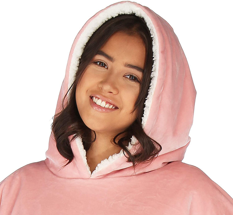 THE COMFY Original | Oversized Microfiber & Sherpa Wearable Blanket, Seen On Shark Tank, One Size Fits All Blush Adult